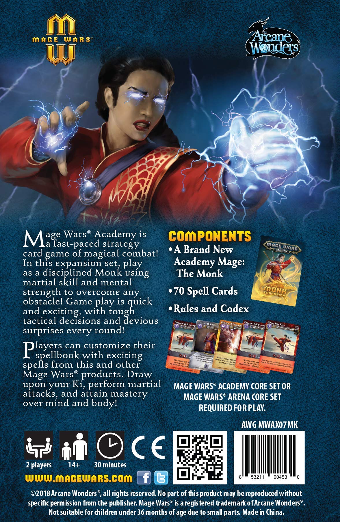 Mage Wars Academy: Monk Expansion Board Game - Strategy Card Game for Teens & Adults - Perfect for Game Nights & Family Gatherings