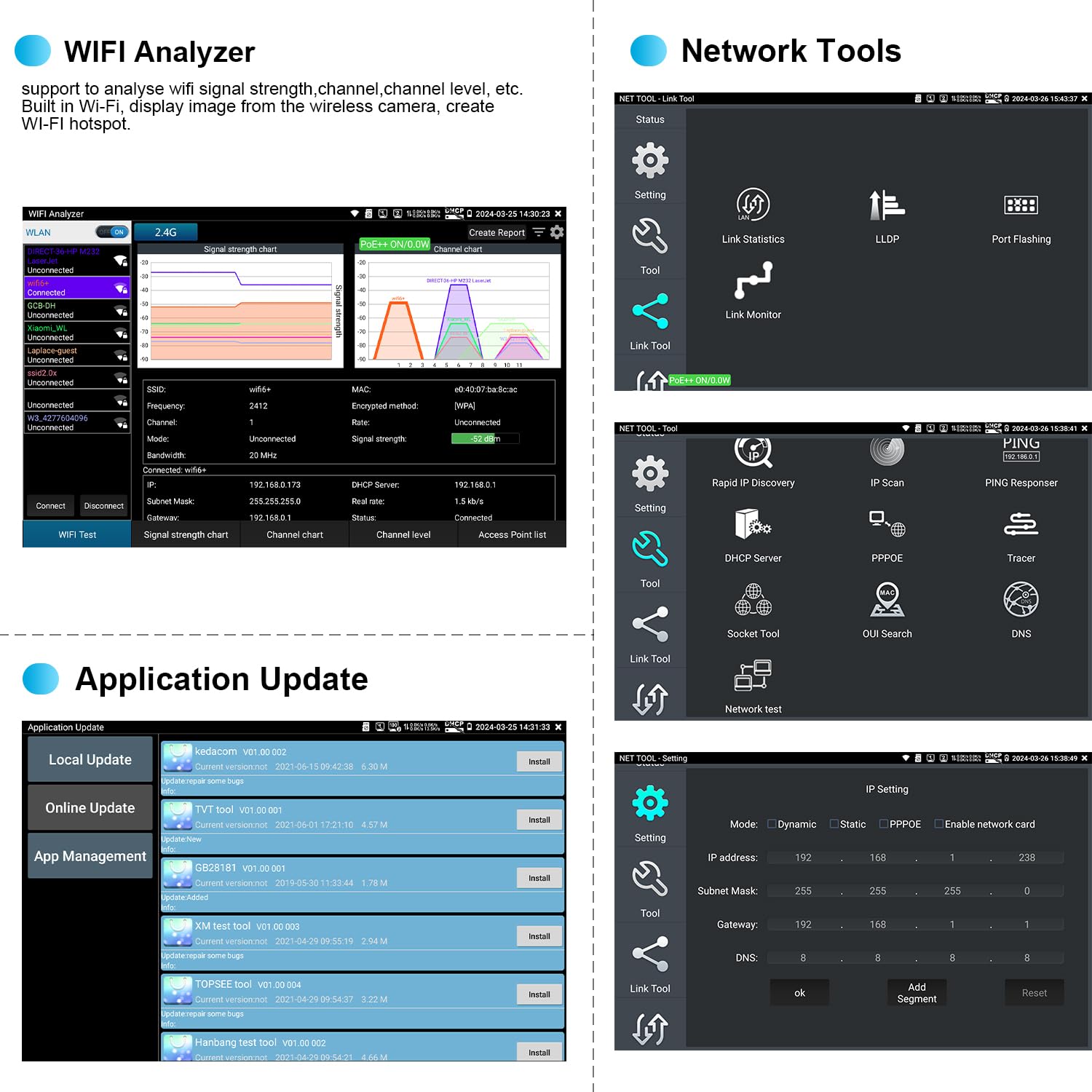 4K 12MP IP Camera Tester with 8