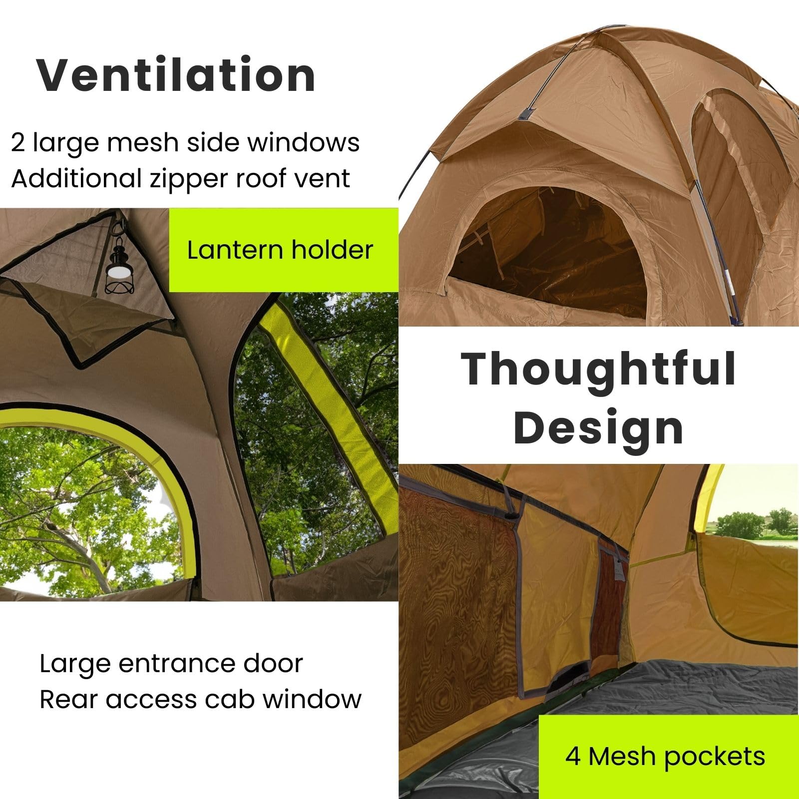 Savvycraft Waterproof Pickup Truck Tent for Full & Mid Size Trucks - P3000mm Double Layer 2-Person Camping Tent with Expandable Awning, Rainfly & Storage Bag - Perfect for Outdoor Adventures, Road Trips & Camping