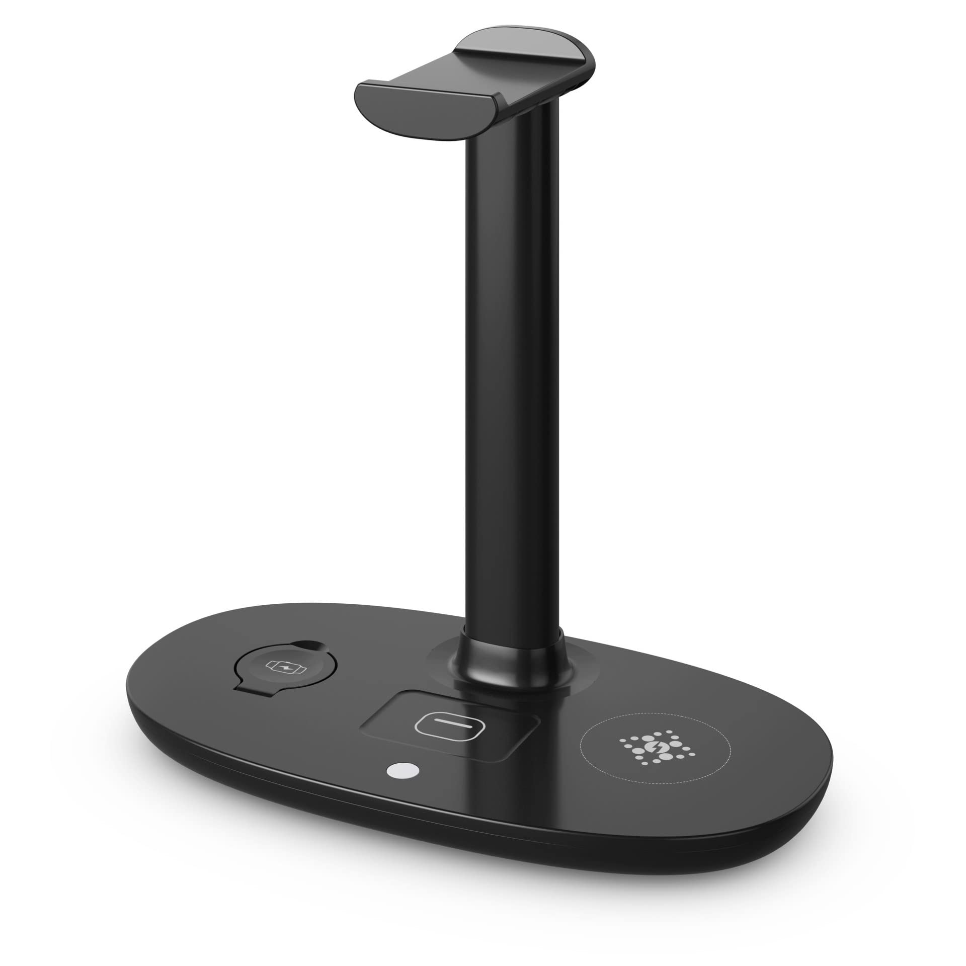 Navor 5W Wireless Charging Dock Station & Headphone Stand - 4-in-1 Charging Hub for iPhone, AirPods, Smartwatch & Gaming Headsets - Premium Aluminum Headphone Holder with Fast Charging - Perfect for Home Office, Gaming Setup & Workspace Organization
