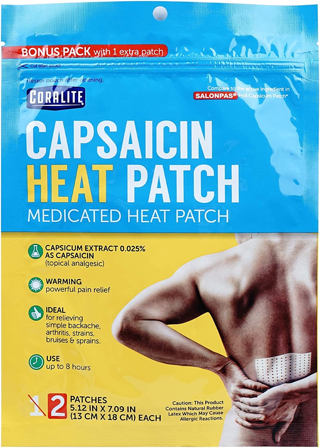 Coralite Capsaicin Pain Relief Patch - 24 Medicated Patches for Muscle & Joint Pain Relief - Fast-Acting Heat Therapy for Back, Shoulder & Knee Pain - Ideal for Athletes & Active Lifestyles