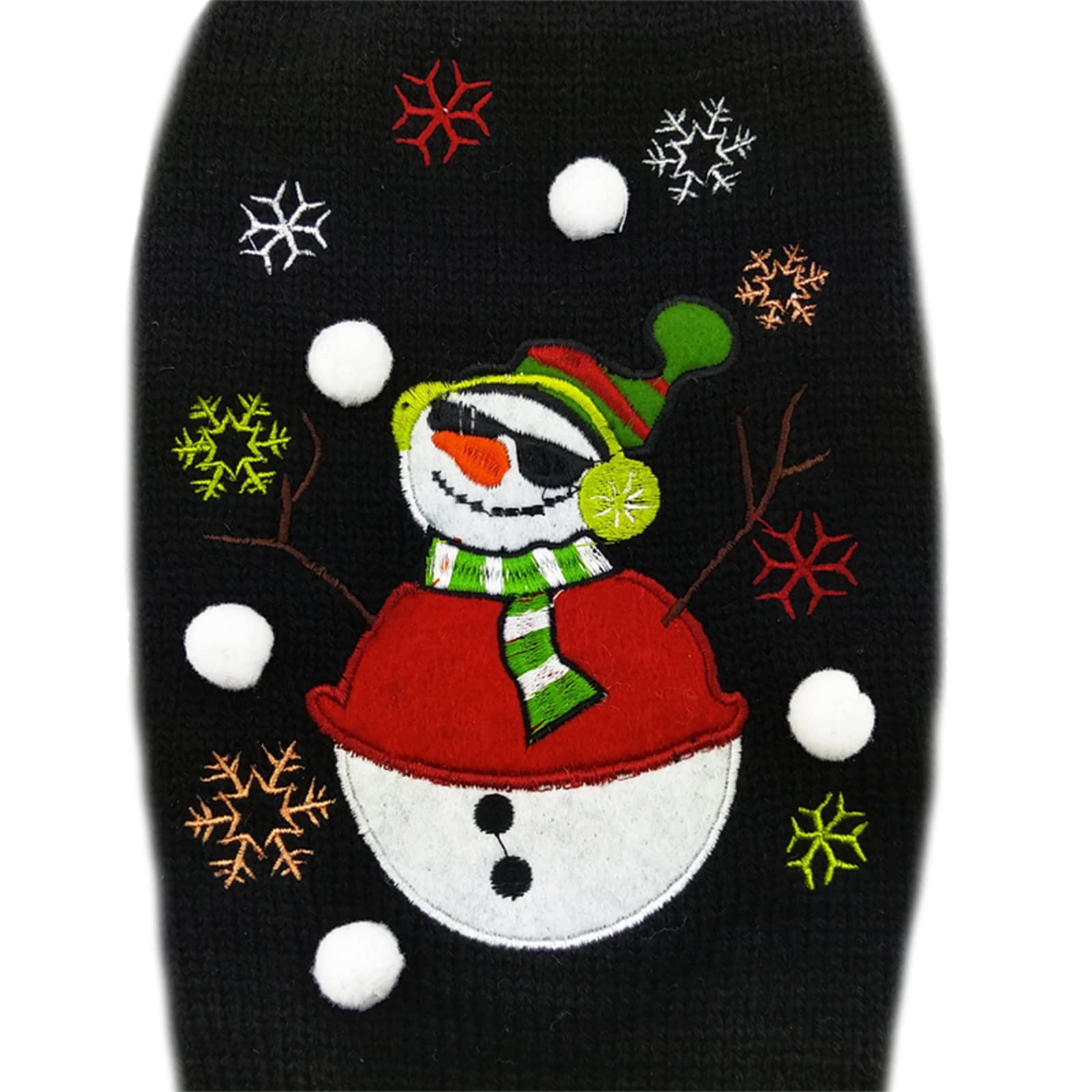 PETCARE Black Snowman Christmas Dog Sweater - Festive Ugly Holiday Pullover Vest for Small & Medium Dogs & Cats - Cozy Winter Pet Costume for Xmas, New Year & Fall Celebrations - Perfect for Holiday Photos & Indoor/Outdoor Winter Wear