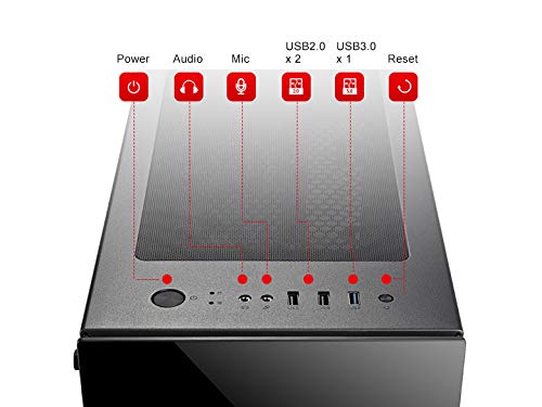 Bgears b-Voguish Gaming PC Case - ATX Mid Tower with Tempered Glass, USB 3.0 Ports, Supports E-ATX/ATX/mATX/ITX Motherboards (Fans Not Included) - Perfect for Gaming Rigs, Workstations & Custom PC Builds