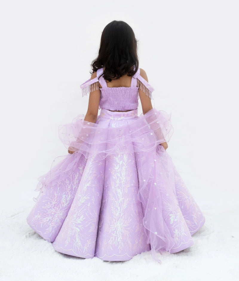 Pre Order: Lilac Embroidered Lehenga Choli Set for Women | Indian Traditional Bridal Wedding Outfit | Perfect for Festivals, Weddings & Special Occasions