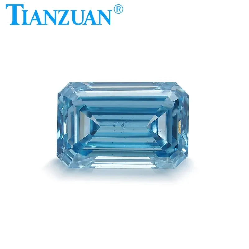 1.01CT SI1 Lab Grown CVD Emerald Cut Fancy Intense Blue Diamond - GEMID Certified Loose Gemstone for Engagement Rings & Fine Jewelry Making
