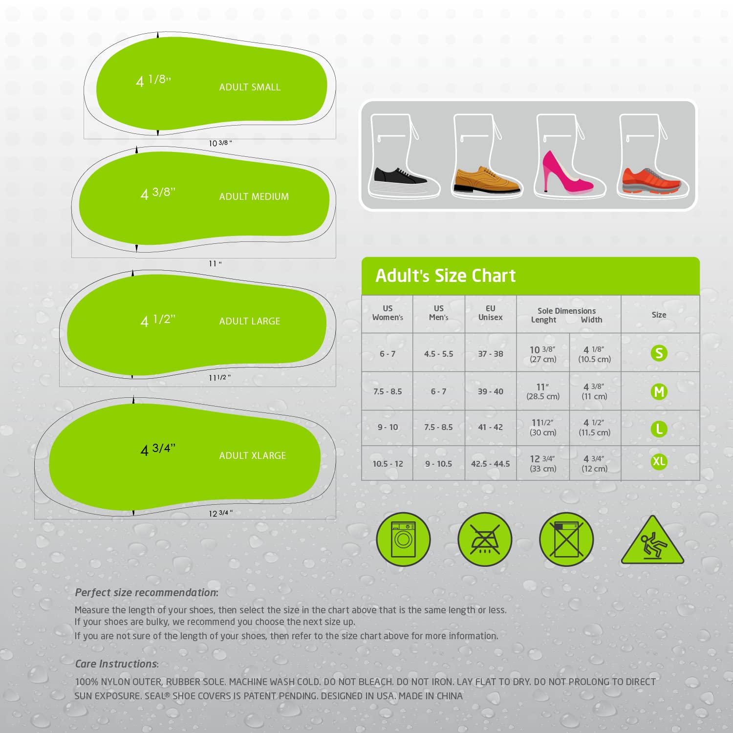 SEAL Waterproof Shoe Covers for Men & Women - Reusable Slip-Resistant Rain Boot Covers with Large Zippers - Protect Shoes from Rain, Mud & Snow - Perfect for Hiking, Commuting & Outdoor Activities