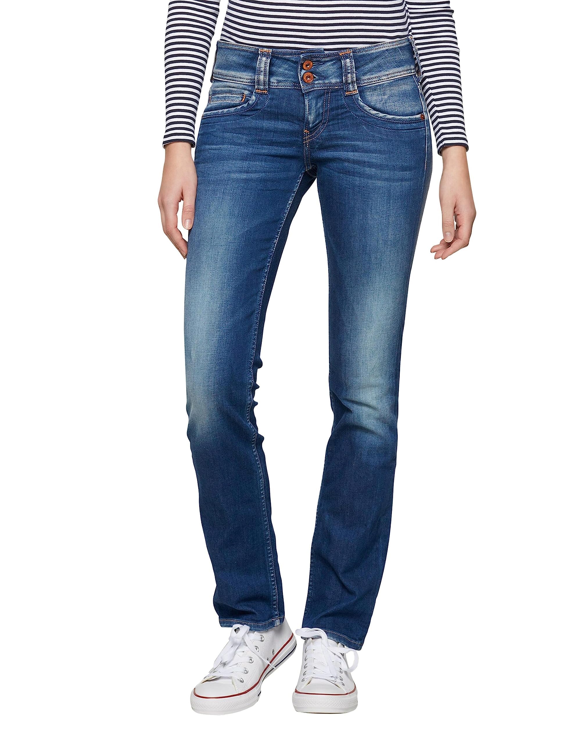 Pepe Jeans Gen Women's Straight Blue Jeans - Size EU 38 / US 28/34 (D45) - Classic Fit Denim Pants for Casual Wear & Everyday Style