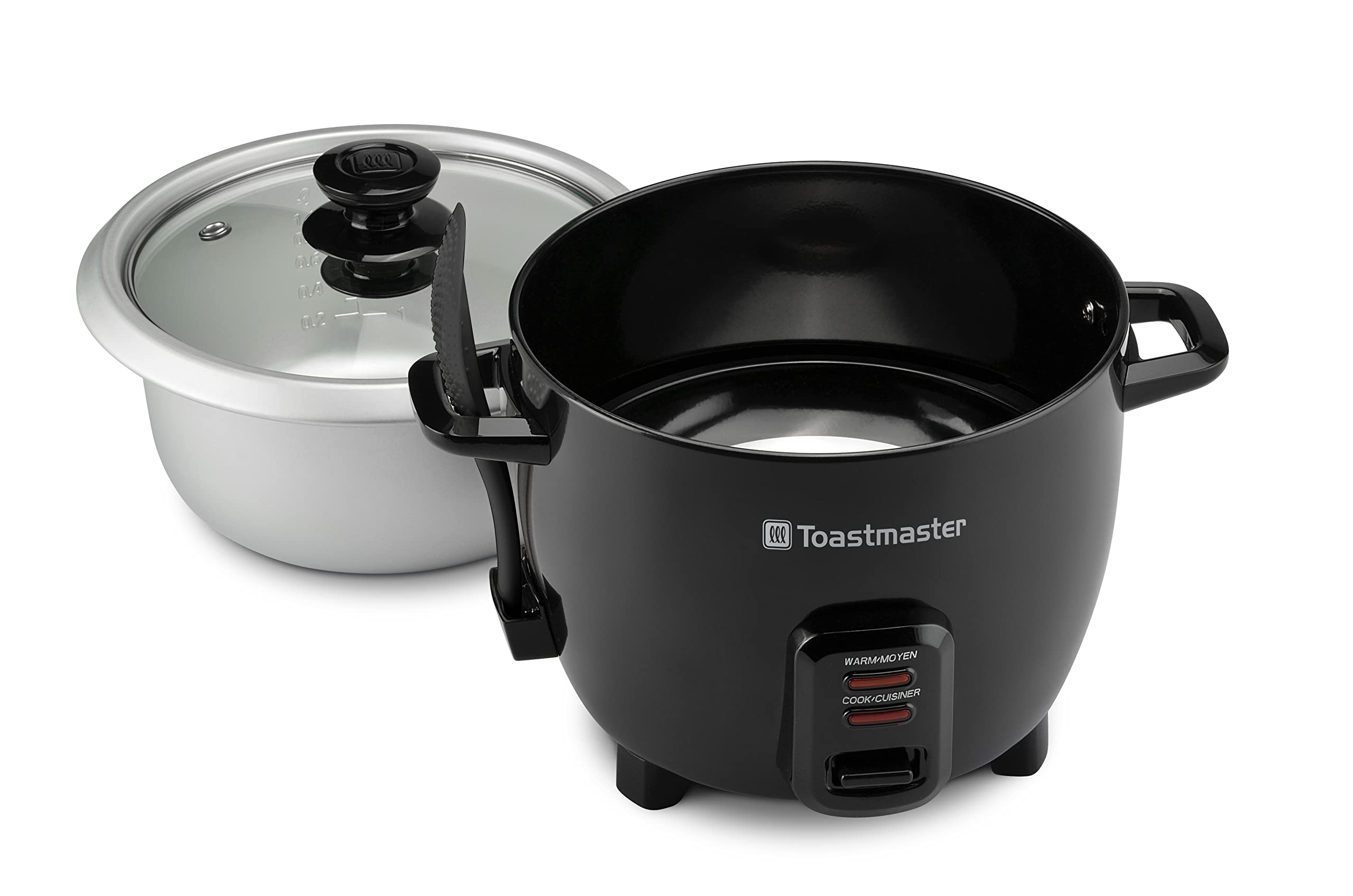 Toastmaster 10-Cup Electric Rice Cooker with Steamer Basket - 5 Cups Uncooked Capacity, Black (TM-101RCCN) - Perfect for Family Dinners, Meal Prep & Asian Cuisine