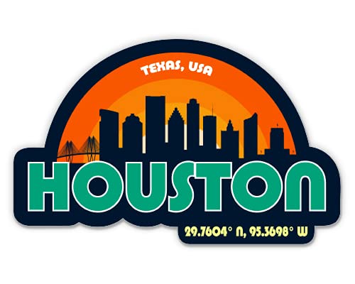 Houston Skyline Vinyl Sticker - Waterproof Decal for Phone, Laptop, Water Bottle, Notebook (3 Inch) - Perfect for Travel Mugs, Skateboards & DIY Decor
