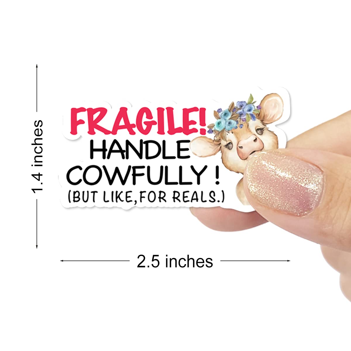 Wailozco Fragile Handle with Care Stickers - 500 Labels Per Roll | Thank You, Handmade & Small Business Stickers for Envelopes, Online Retailers & Handmade Goods | Perfect for Packaging, Shipping & Branding