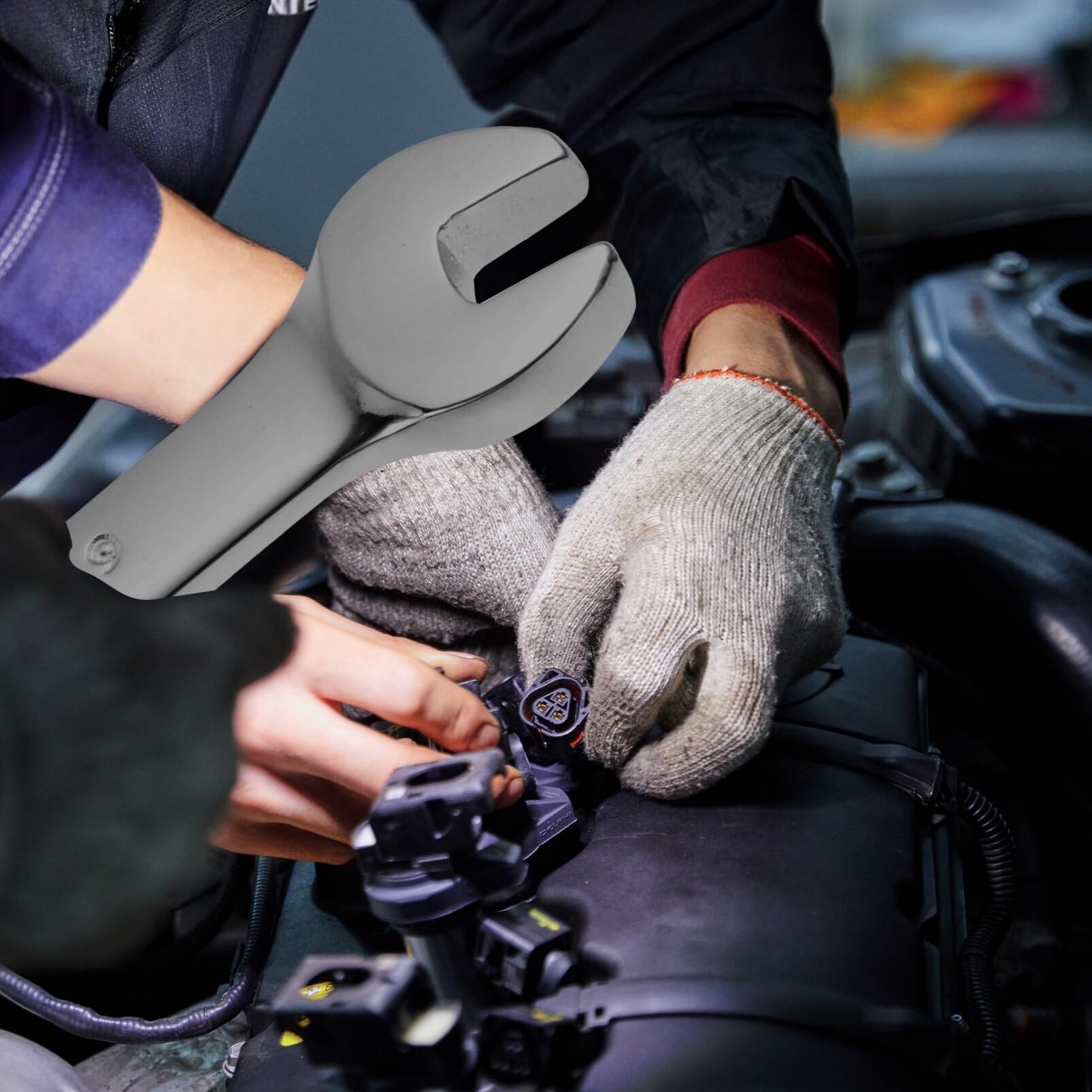Mipcase 870 Swivel Ratchet Wrench Set - 8mm Metric Adjustable Combination Spanner Tool Kit with Rotating Sockets for Automotive, DIY & Home Repair (Ideal for Tight Spaces & Fastener Work)