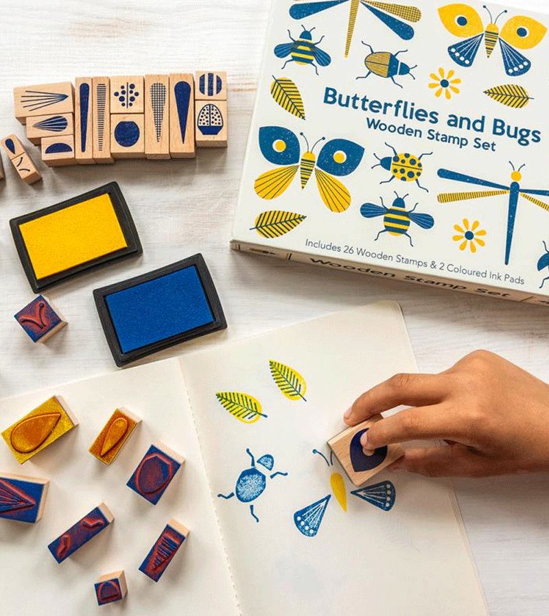 Wooden Stamp Set - Butterflies & Bugs for DIY Scrapbooking, Card Making & Craft Projects
