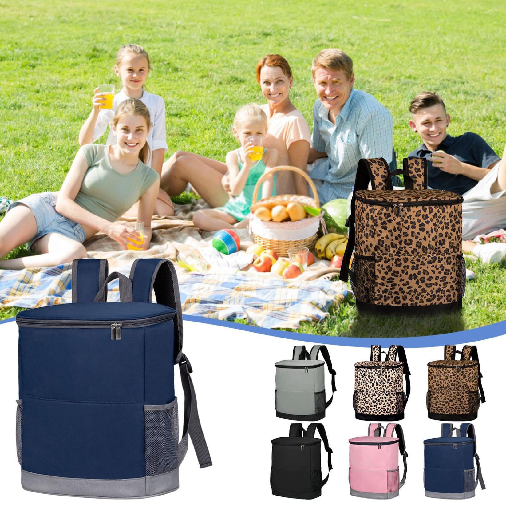 Insulated Cooler Backpack 30 Cans Leakproof for Camping Hiking Beach Picnic