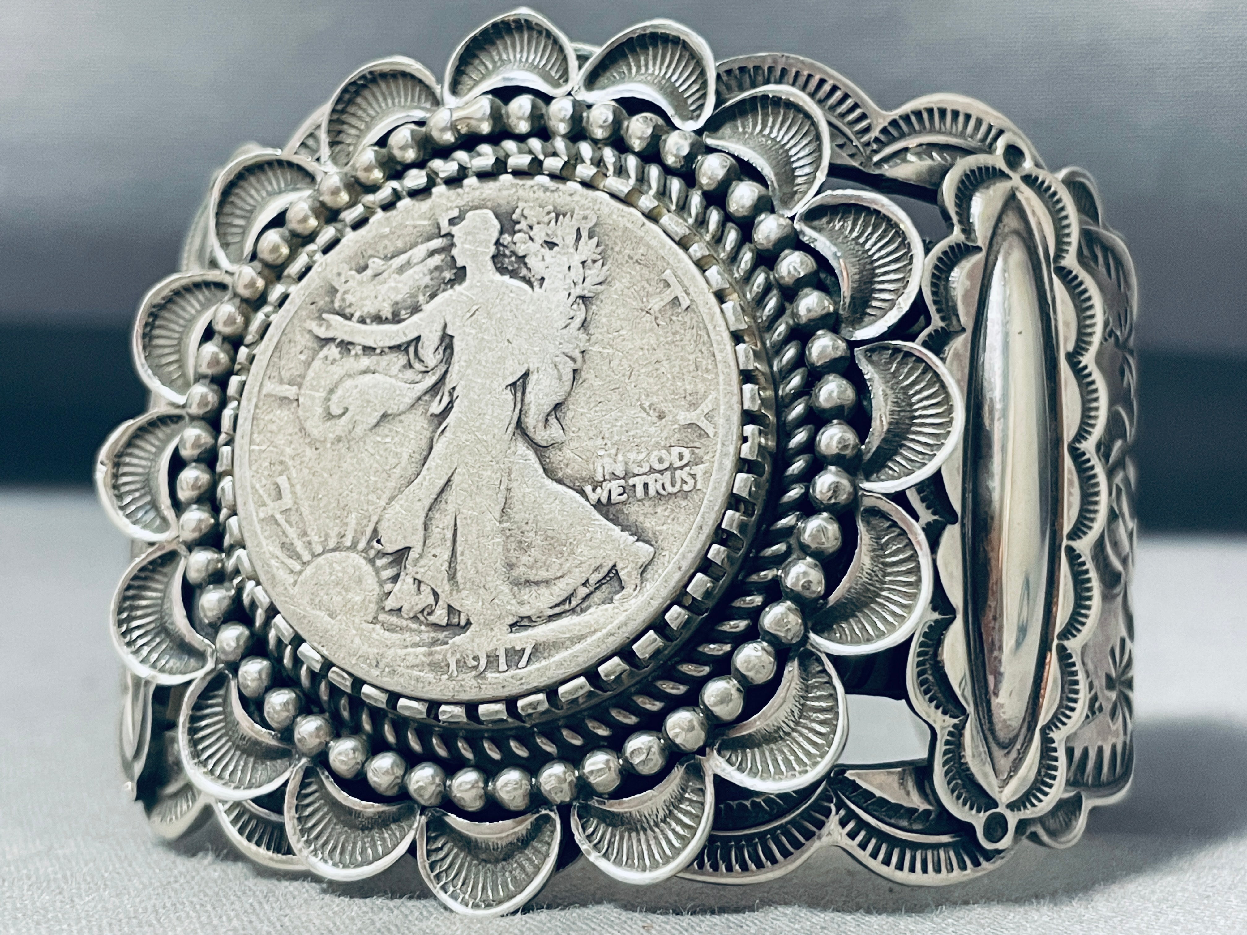 125g Genuine Navajo Sterling Silver Coin Bracelet - Handcrafted Native American Jewelry for Women, Perfect for Boho & Festival Fashion