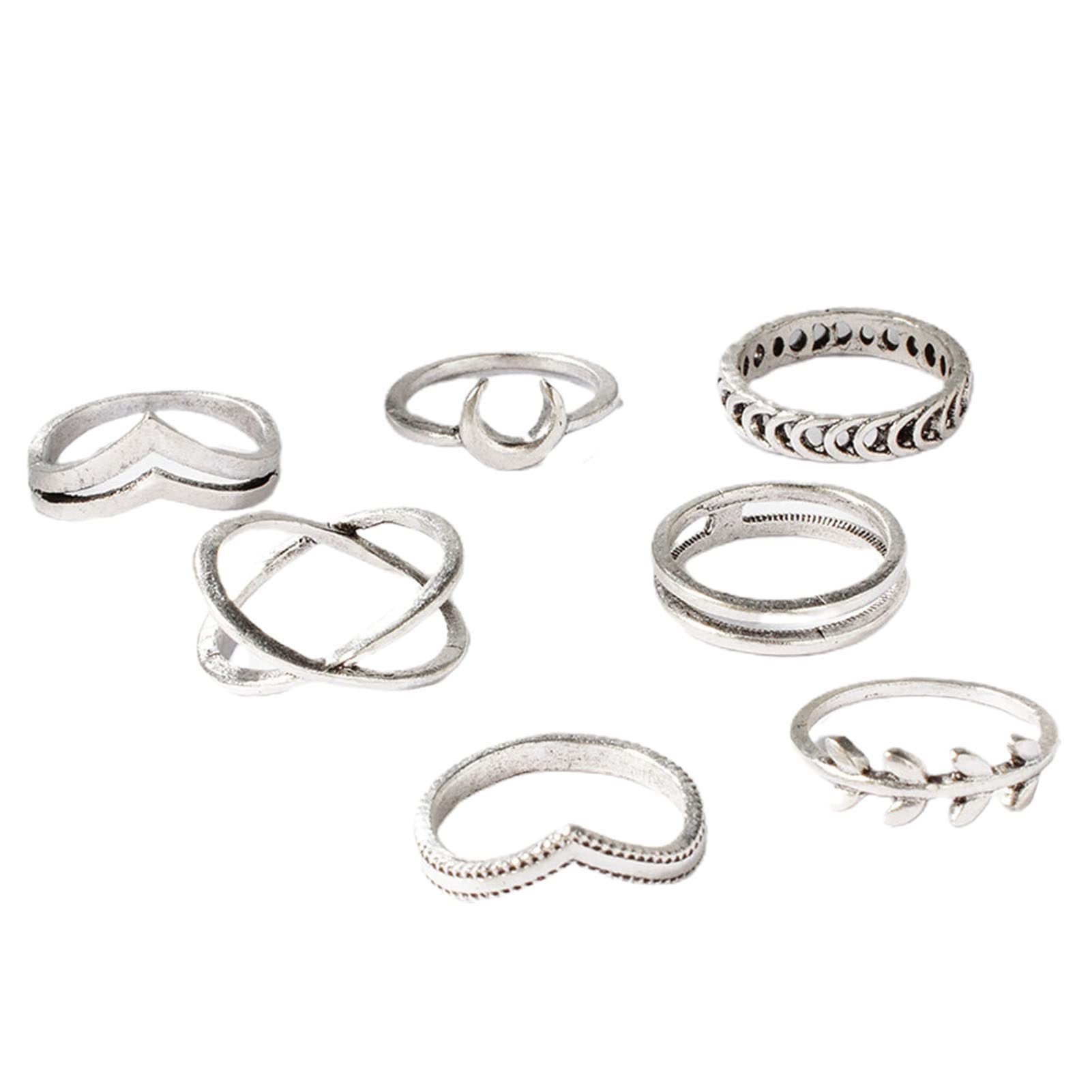 Vintage Couple Rings Set - 7 Pcs Stackable Knuckle Rings for Women & Men - Elegant Solid Color Statement Jewelry - Perfect Gift for Her/Him - Ideal for Anniversaries, Weddings & Romantic Occasions