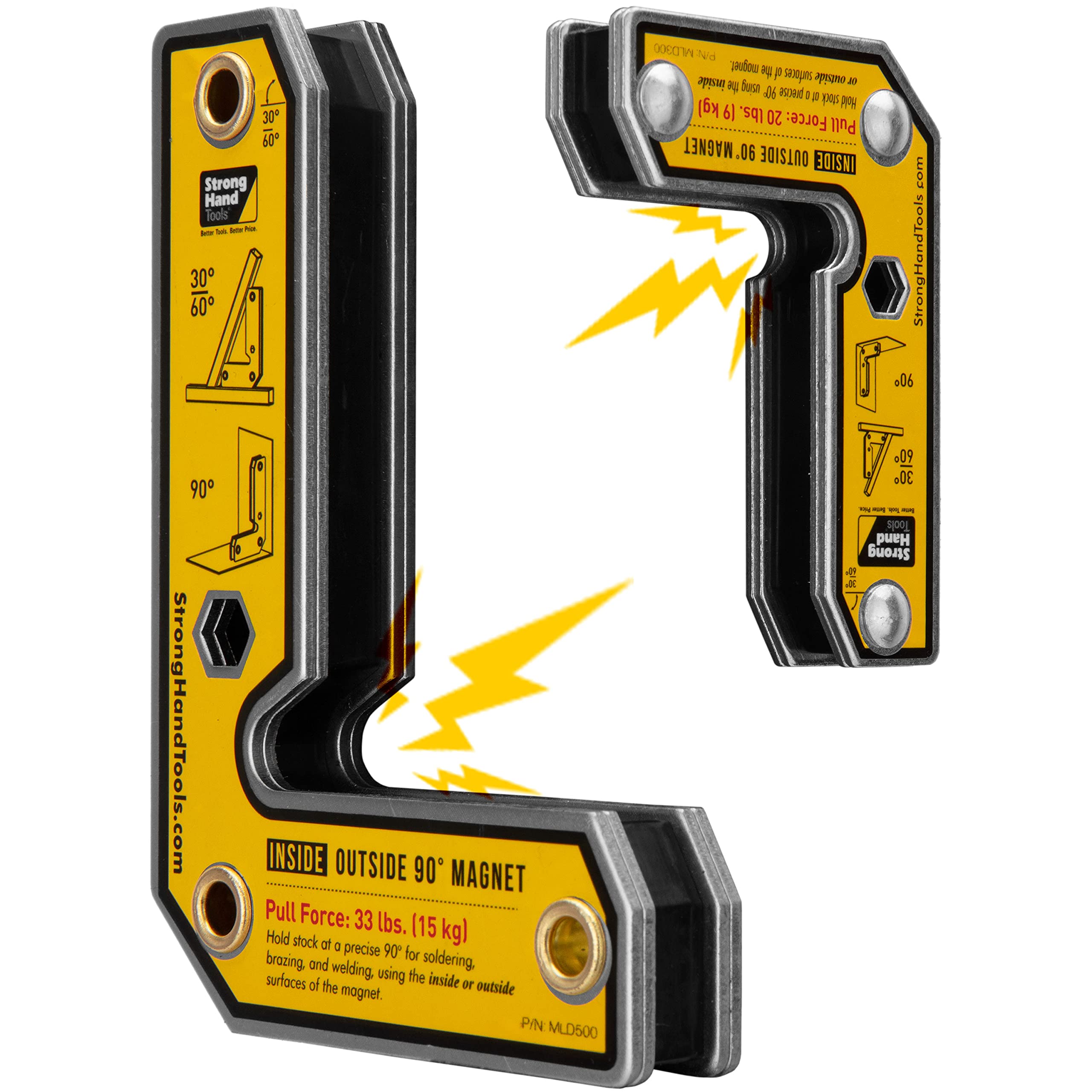 Premium Magnetic Angle Square Kit - 90° (30°, 60°) Welding Square with Strong 20/33 lbs Pull Force, 3