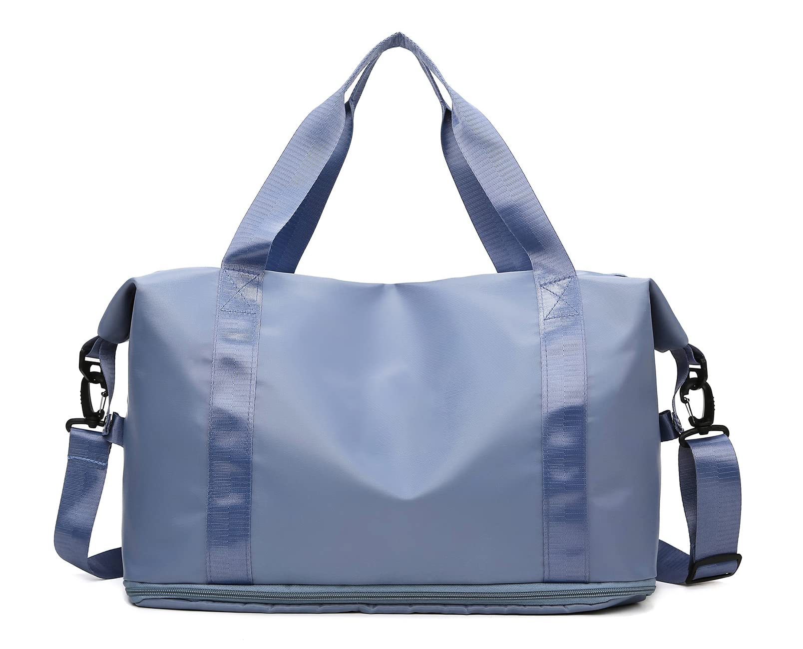 Expandable Travel Duffle Bag for Women - Waterproof Weekender Carry On Overnight Gym Bag with Shoe Compartment (Blue) | Perfect for Weekend Getaways, Gym Workouts & Airplane Travel