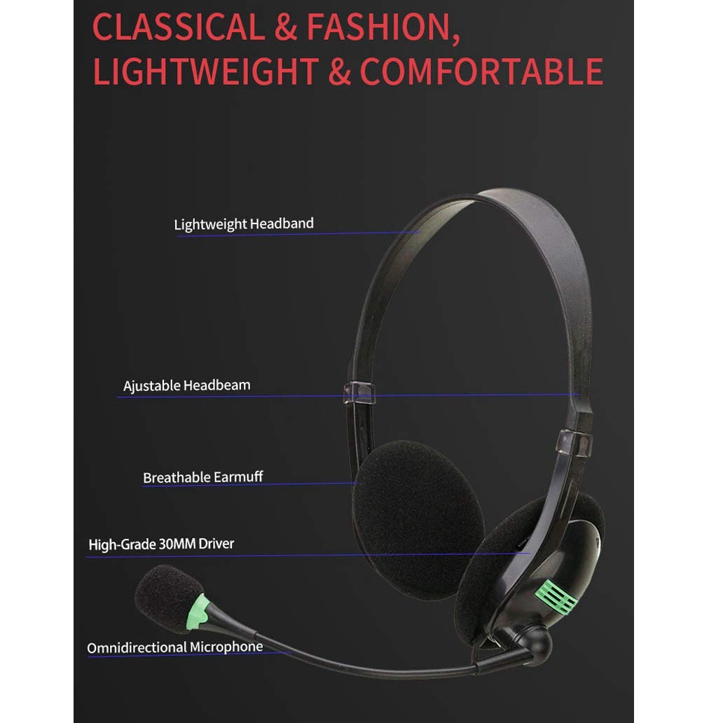 Meiyan 3.5mm Computer Headset with 270° Adjustable Boom Mic - Noise Cancelling Gaming Headphones for PC, Laptop, Call Center & Online Meetings (Ideal for Work from Home & Remote Learning)