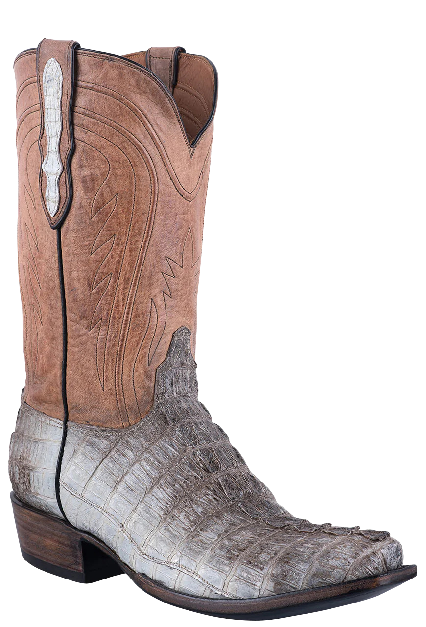 Exclusive Black Jack Men's Caiman Tail Cowboy Boots - Handcrafted Natural Leather Western Boots for Rodeo, Country Dance & Outdoor Adventures