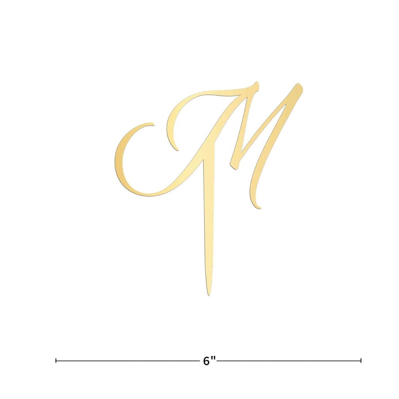 Personalized Acrylic Glitter Gold Letter M Cake Topper - Rustic Wedding, Anniversary, Engagement Party Decor - Custom Initials for Cakes, Cupcakes & Desserts - Perfect for Celebrations & Special Occasions