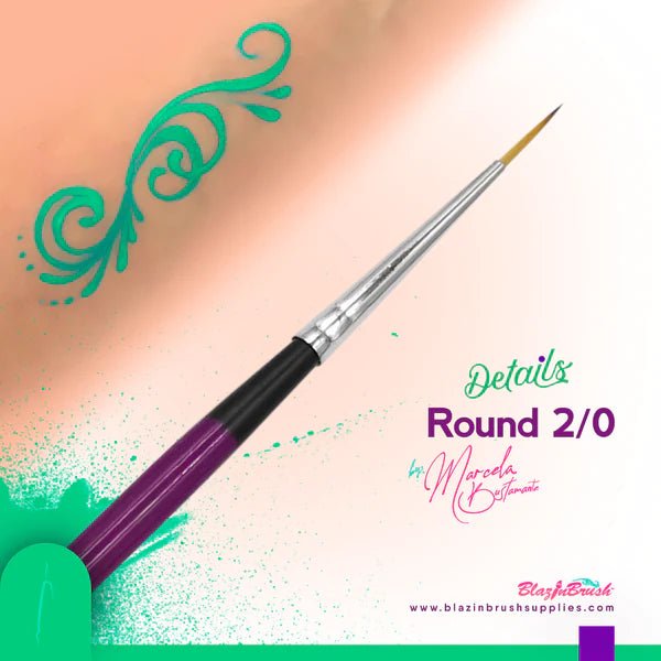 Marcela Bustamante Blazin Brush - Round #2/0 Detail Paint Brush for Miniature Painting, Watercolor & Acrylic Art - Perfect for Fine Detailing, Model Kits & DIY Crafts