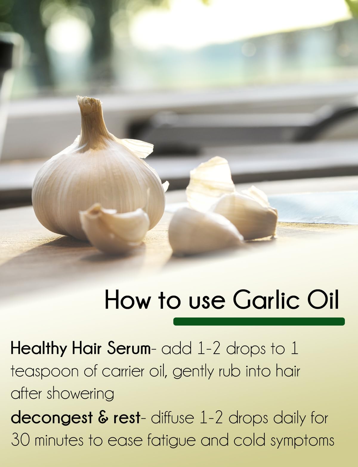 100% Pure Garlic Essential Oil - 32 fl oz (946ml) - Natural Aromatherapy Oil in Aluminum Bottle - for Cooking, Massage & Home Remedies - GreenHealth Brand