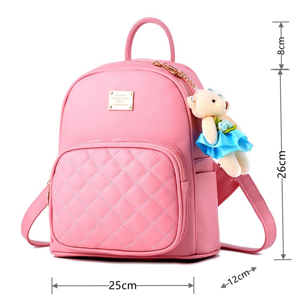 Stylish Women's Mini Leather Backpack - Convertible Crossbody Shoulder Bag Purse for Girls & Teens | Cute Pink Daypack for School, Travel & Everyday Use