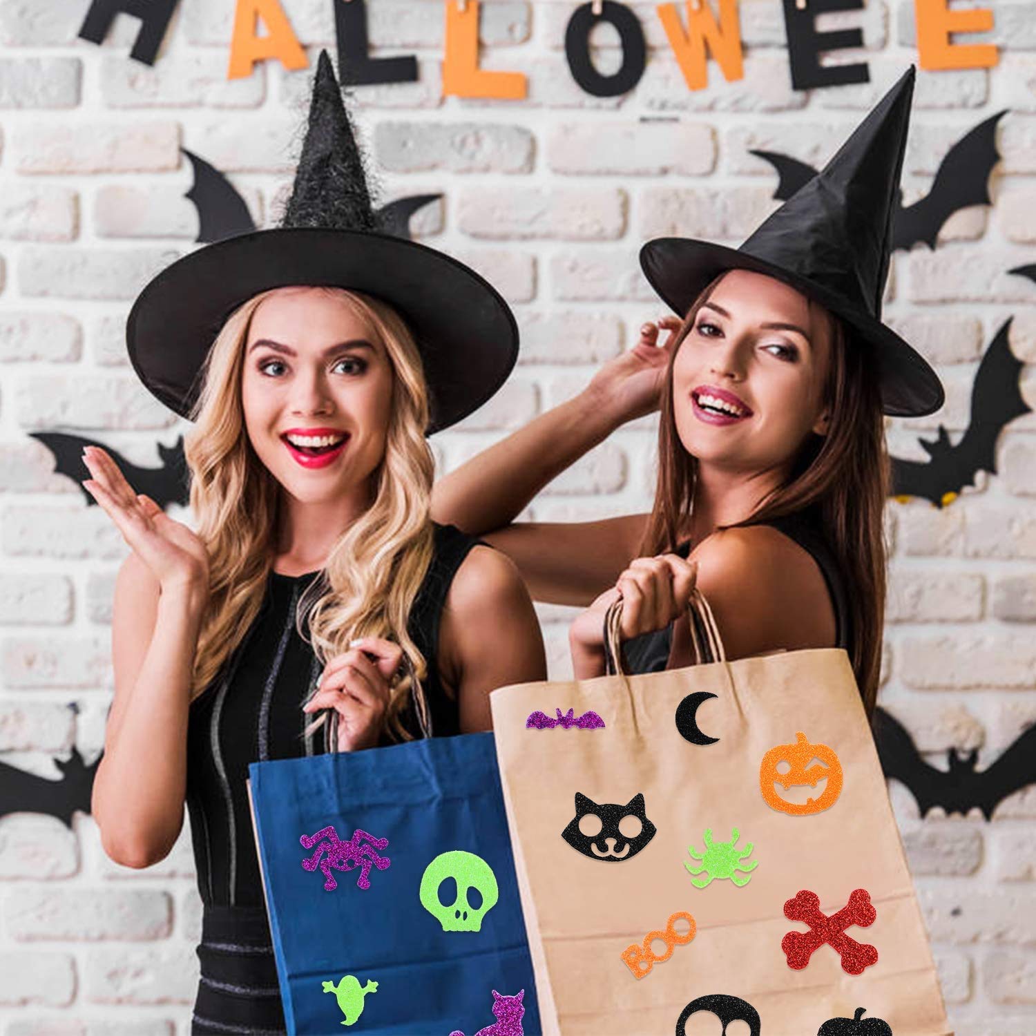800 Pcs Halloween Stickers for Kids - Glitter Foam Pumpkin Shape Self-Adhesive Craft Stickers for Party Decorations | Perfect for Classroom Activities, Trick-or-Treat Bags & DIY Halloween Projects