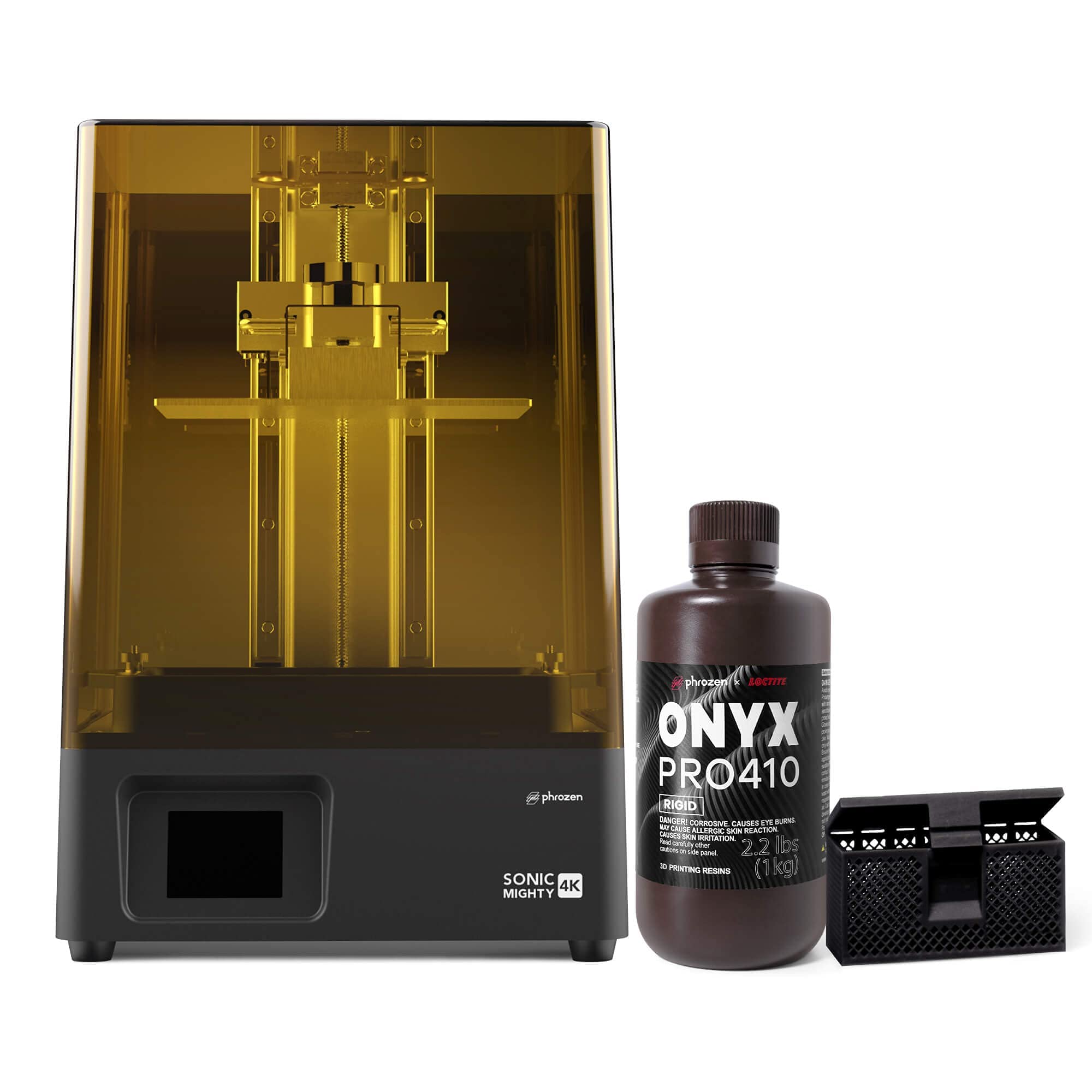 Phrozen Sonic Mighty 4K 3D Printer Bundle with Onyx Rigid PRO410 3D Printing Resin (1KG) - High Precision Rapid Printing for Miniatures, Jewelry & Dental Models