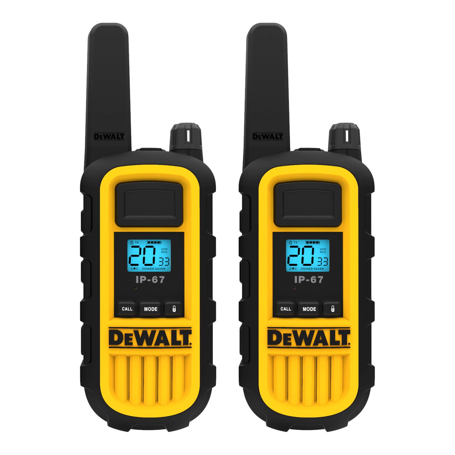 DEWALT DXFRS800 Heavy Duty Walkie Talkies (2 Pack) with Motorola 53724 Remote Speaker Microphone - Long Range Two-Way Radios for Construction, Warehouse & Outdoor Adventures