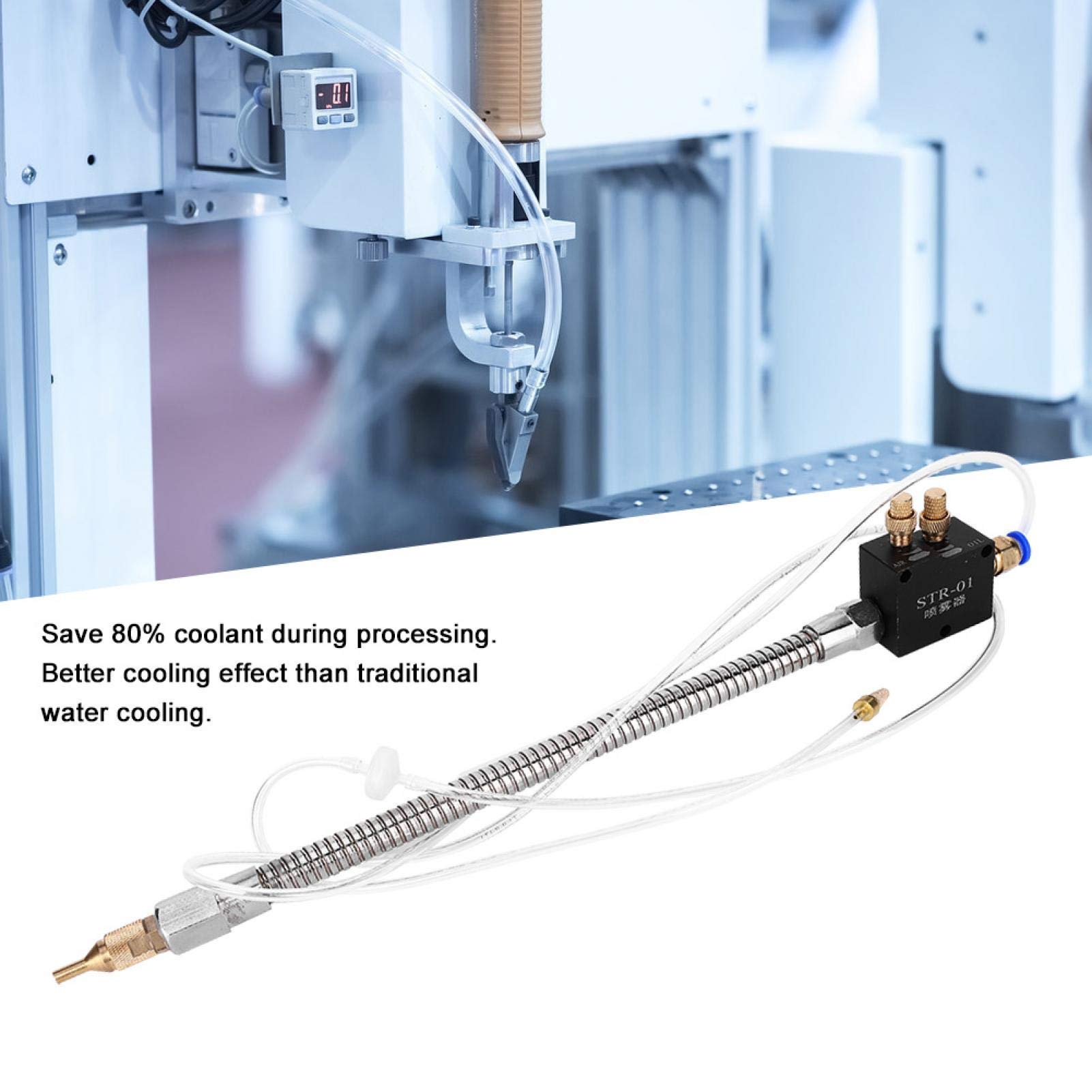 STR-01 CNC Coolant Spray System - High Pressure Mist Lubrication for Lathe, Milling & Grinding Machines - Includes Check Valve & Stainless Steel Hose - Perfect for Metalworking, Engraving & Precision Cutting Operations