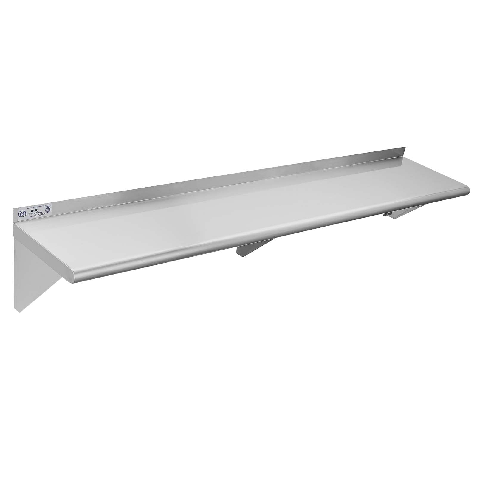 Hally 12x60 Inch Stainless Steel Wall Shelf - Heavy Duty 315 lb Capacity, NSF Certified Commercial Floating Shelving for Restaurant Kitchen Storage, Hotel Display, Home Organization & Office Use
