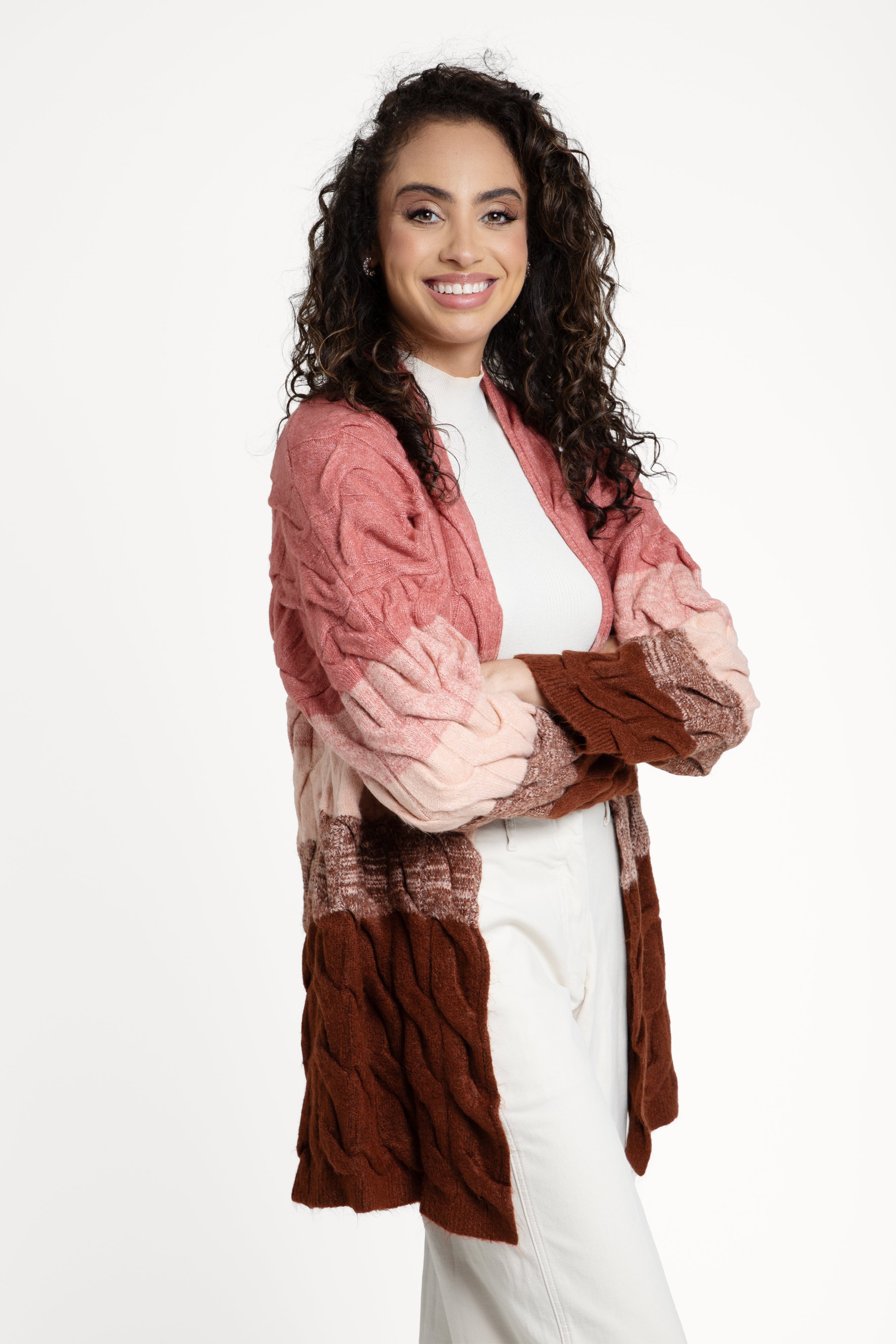 Stylish Cable Knit Color Block Cardigan for Women - Cozy Winter Sweater | Perfect for Office, Date Night & Casual Outfits