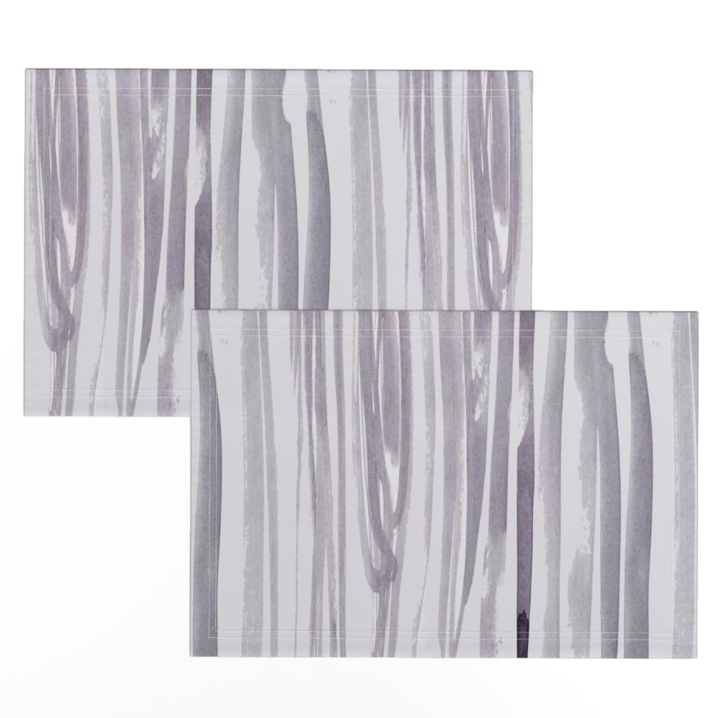 Linen Cotton Canvas Placemats Set of 2 - Woodland Watercolor Forest Tree Abstract Print Table Mats for Dining Room, Kitchen Decor, and Holiday Gatherings