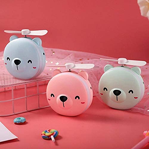 Asera Cartoon Portable USB LED Makeup Mirror with Fan - Cute Cosmetic Vanity Mirror for Travel, Home & Salon Use - Perfect for Makeup Application, Skincare & Hair Styling