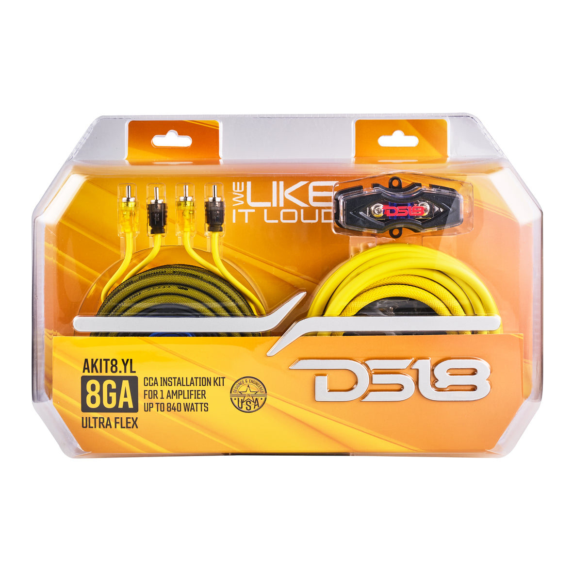 8 GA Amplifier Installation Wiring Kit - Heavy Duty Yellow Power & Ground Wire for Car Audio Systems - Perfect for Car Stereo, Subwoofer, and Amplifier Upgrades