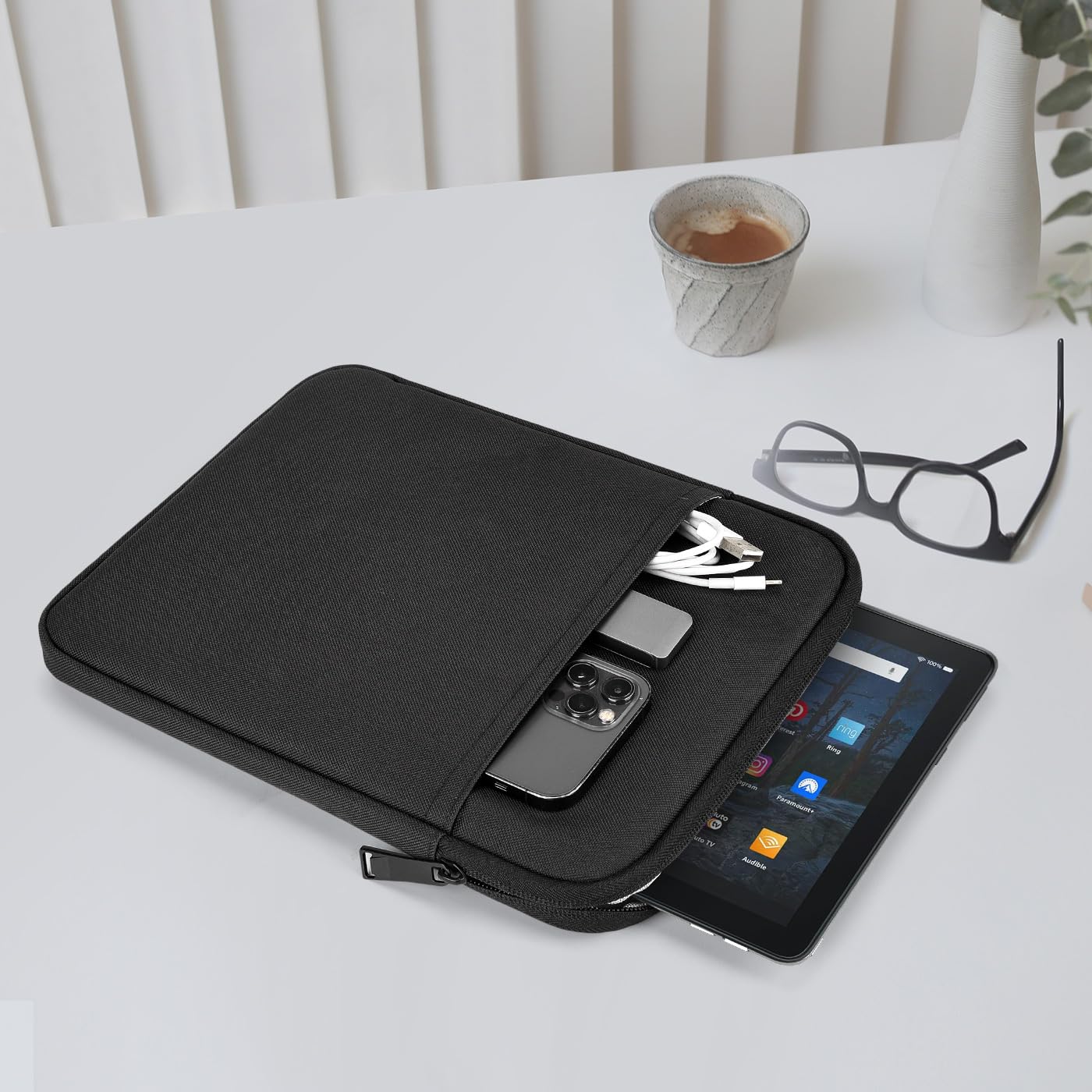 9-11 Inch Tablet Sleeve Case for Amazon Fire Max 11, Fire HD 10 Plus, iPad Pro M4, iPad Air M3/M2, Samsung Galaxy Tab S8/S7/A8 - Lightweight Protective Cover with Soft Interior (Black) - Perfect for Travel, School, and Office Use