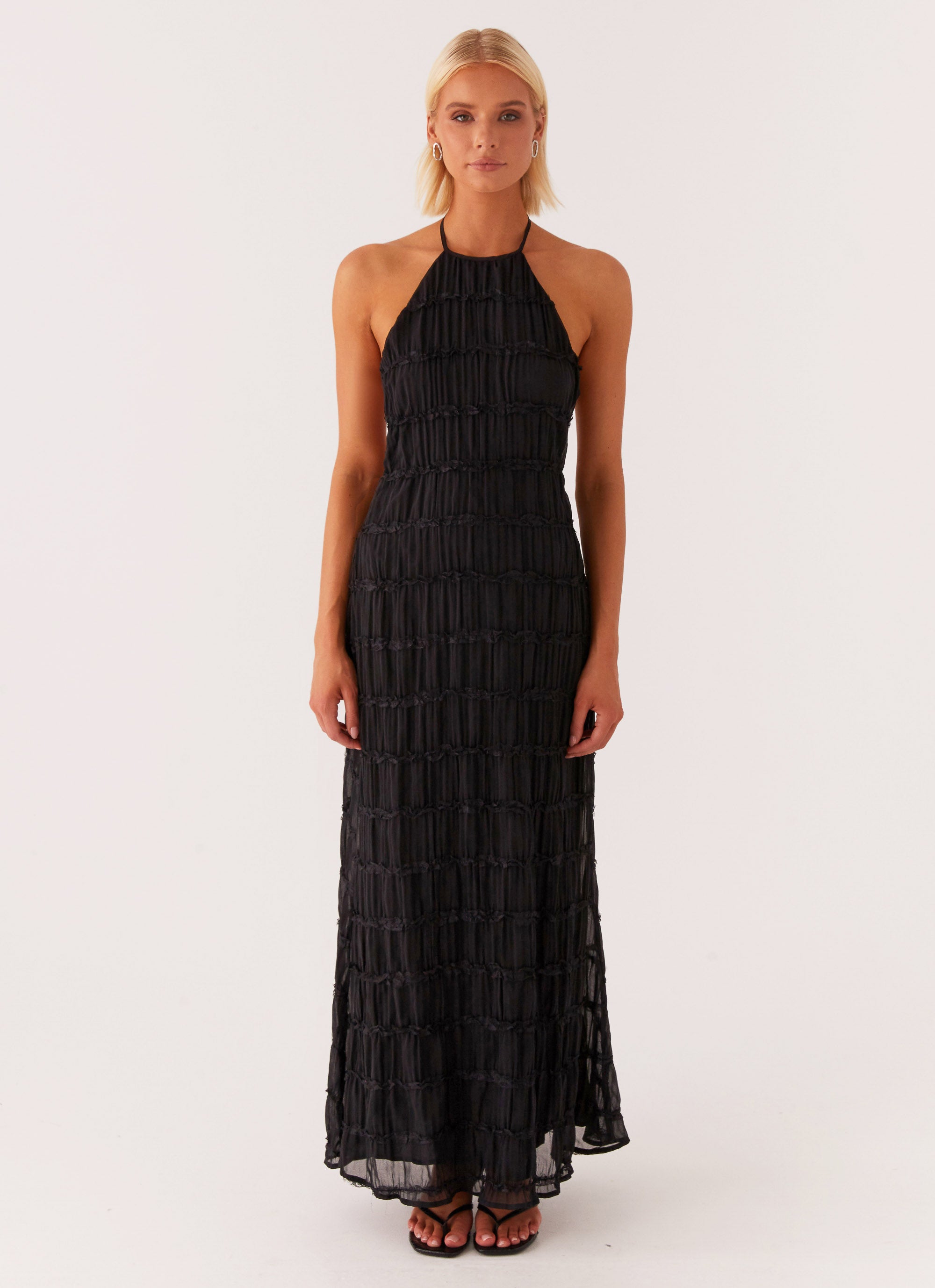 Aullie Maxi Dress for Women - Elegant Black Long Summer Dress for Beach, Party & Casual Wear