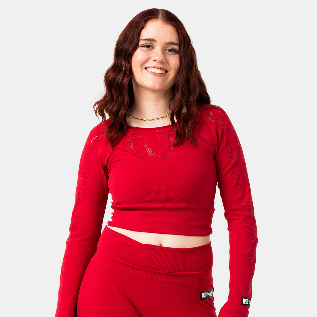 MTV Women's Sporty Long Sleeve Crop Top - Athletic Workout Shirt for Yoga, Running & Gym - Breathable Comfort Fit Activewear
