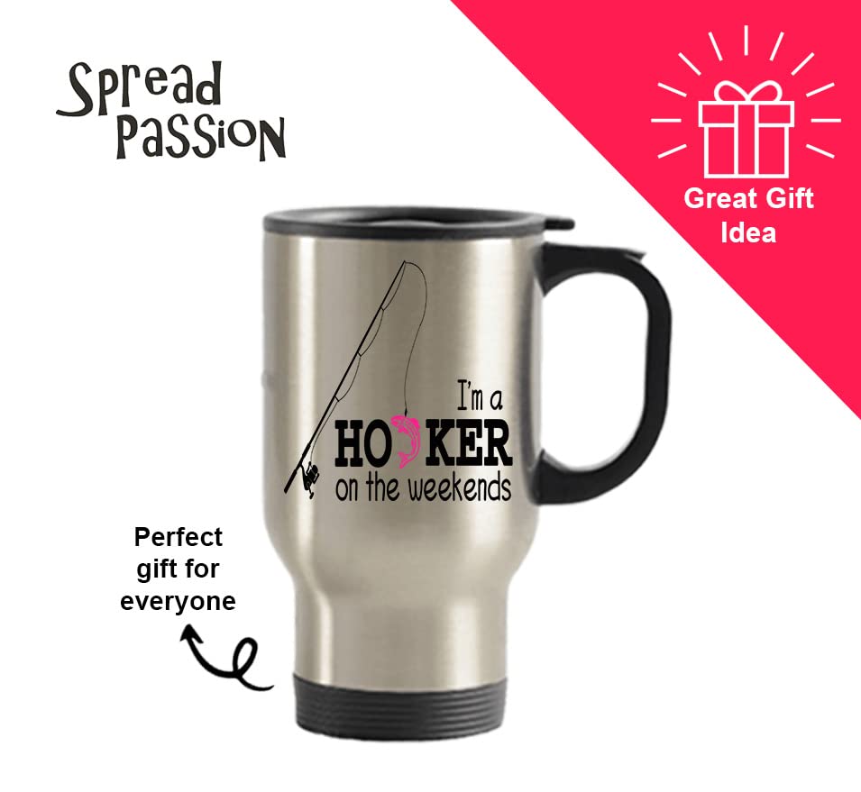 Fishing Travel Mug - Insulated Coffee Tumbler with Lid for Camping, Outdoor & Birthday Gifts | Perfect for Anglers, Weekend Fishing Trips & Outdoor Adventures