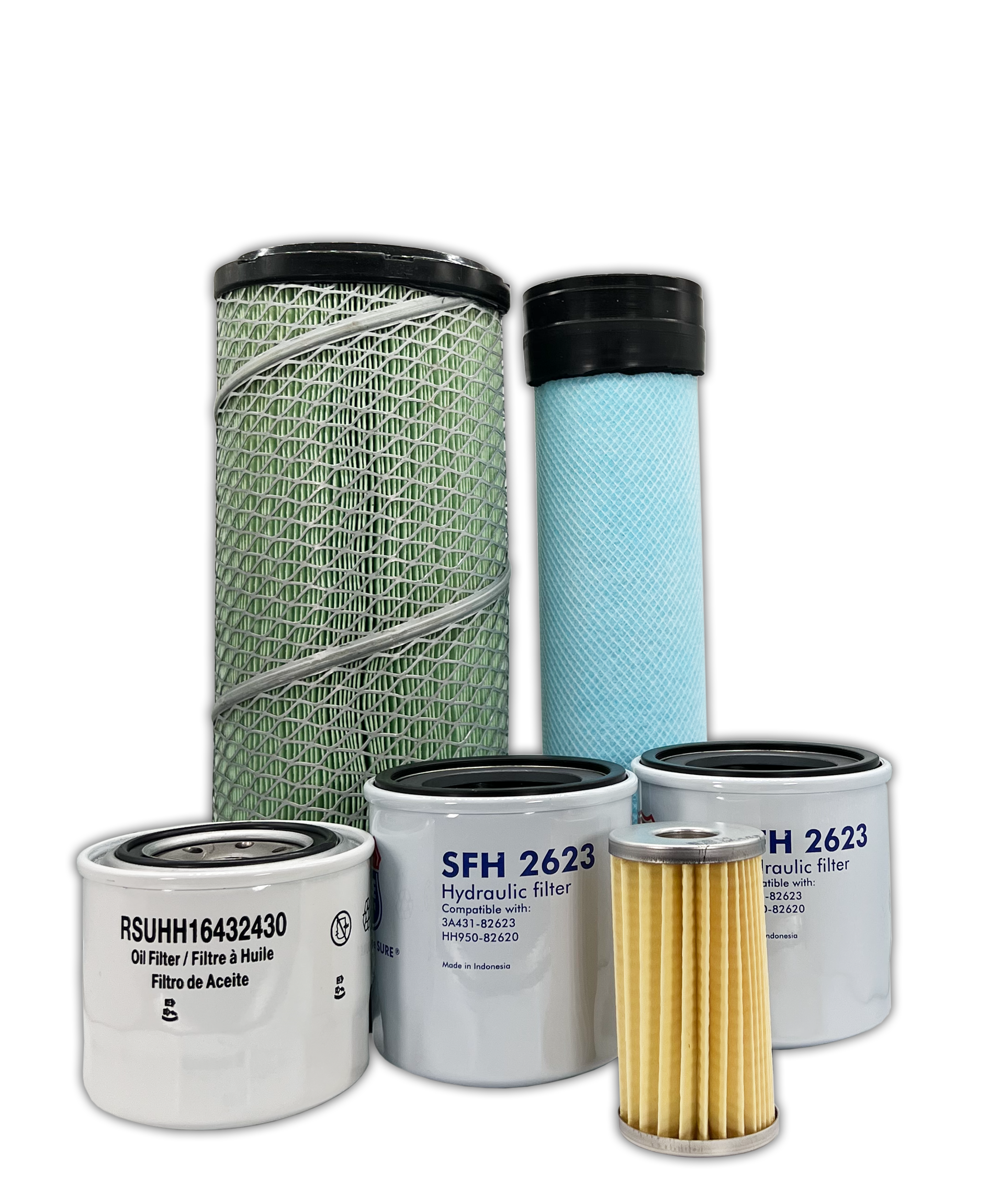 Kubota M5400DTN Tractor Maintenance Filter Kit by HERO® - Air, Oil & Fuel Filters Replacement Set for Farming & Landscaping Equipment