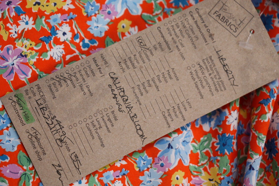 California Bloom Orange Tana Lawn Fabric - Lightweight & Vibrant Cotton for Dresses, Skirts & DIY Sewing Projects | Perfect for Summer Fashion & Home Decor