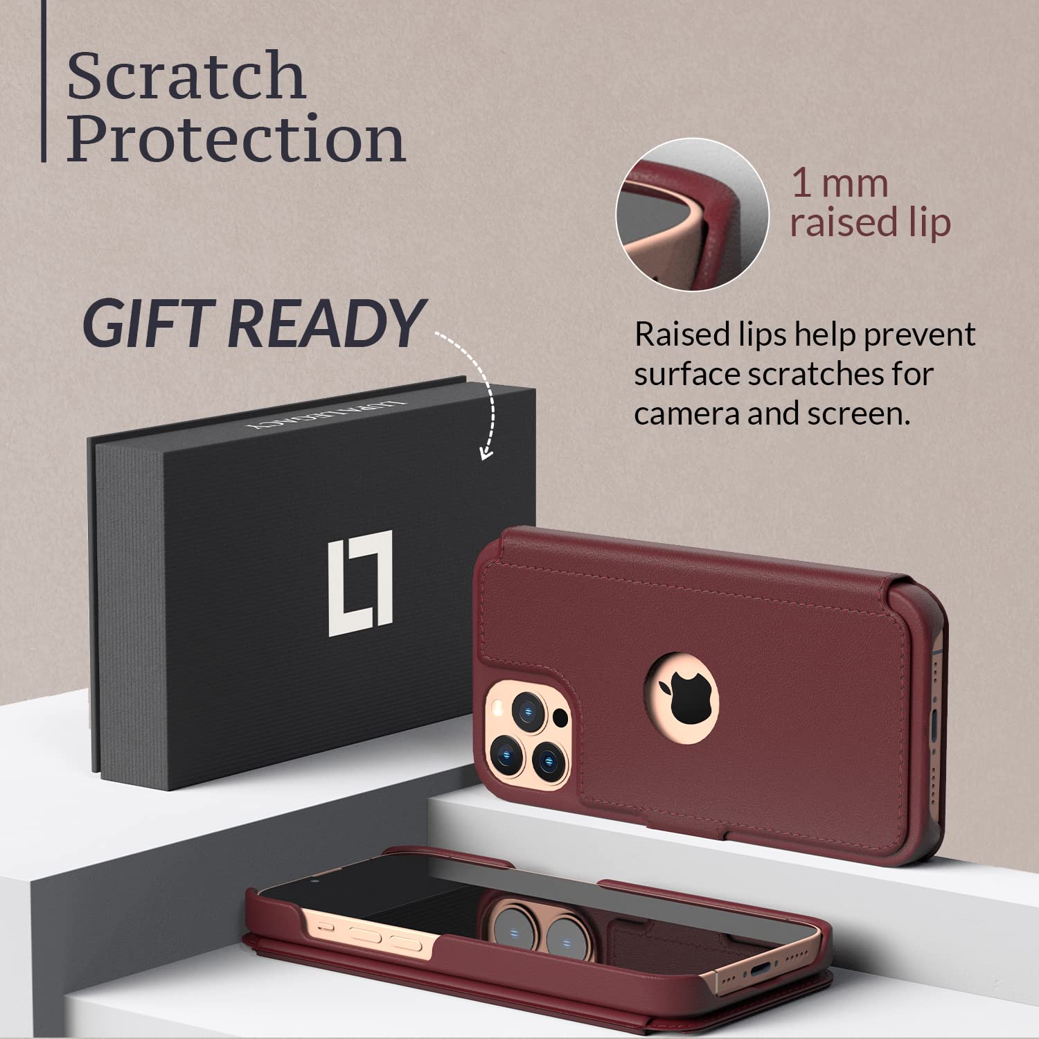LUPA Legacy iPhone 11 Pro Max Wallet Case - Slim Flip Leather Credit Card Holder Cover for Women & Men (Burgundy) - Perfect for Everyday Use, Travel & Business - Compatible with 6.5