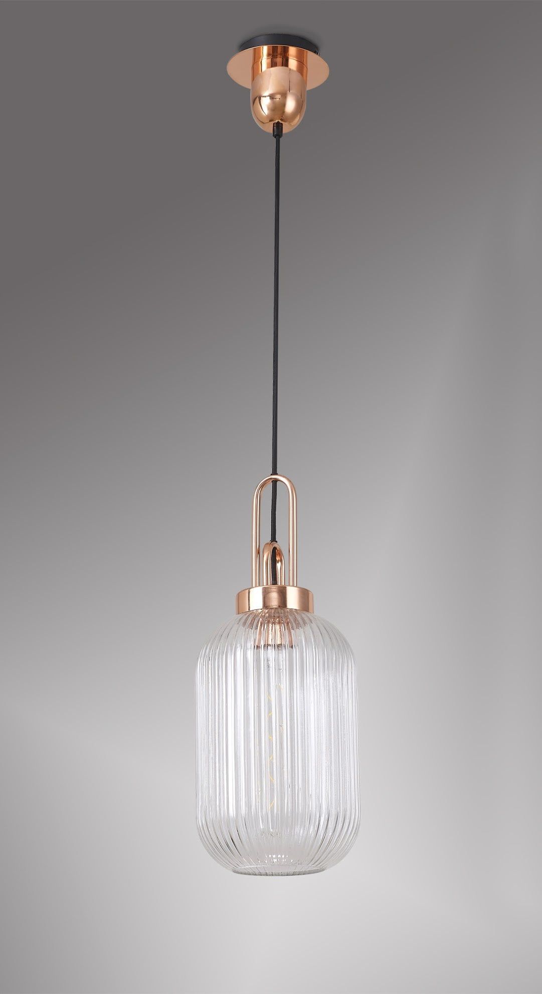 Stylish Cadiz 1-Light Pendant Light with 20cm Tubular Ribbed Glass Shade - E27 Socket, IP20 Rated, Multiple Color Options - Perfect for Kitchen Island, Dining Room, or Entryway Lighting