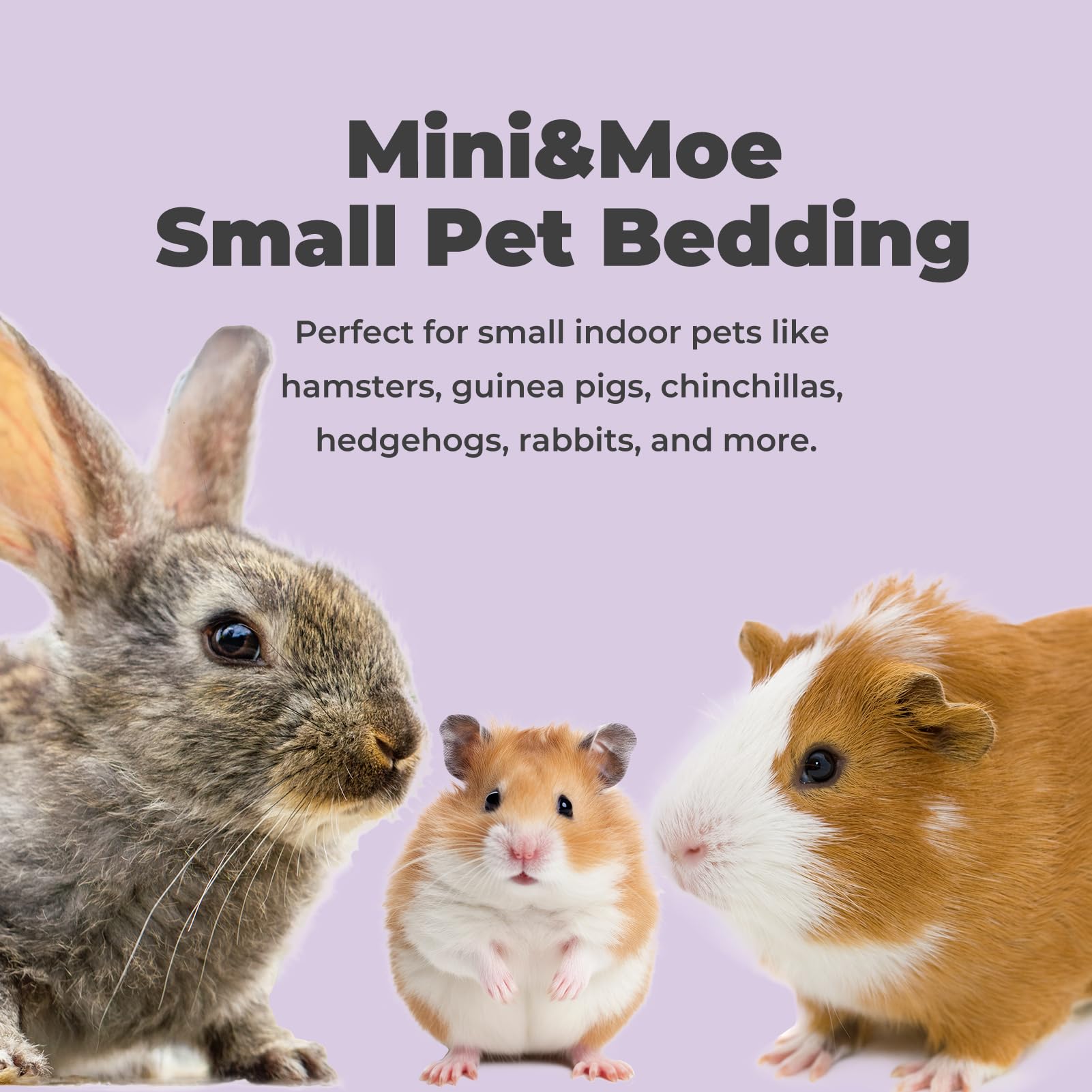 Mini&Moe Natural Paper Pellet Bedding for Guinea Pigs, Rabbits & Hamsters - Odor Control, Super Absorbent, Dust-Free Small Animal Bedding (3.96lb) - Perfect for Cages, Hutches & Indoor Pet Homes