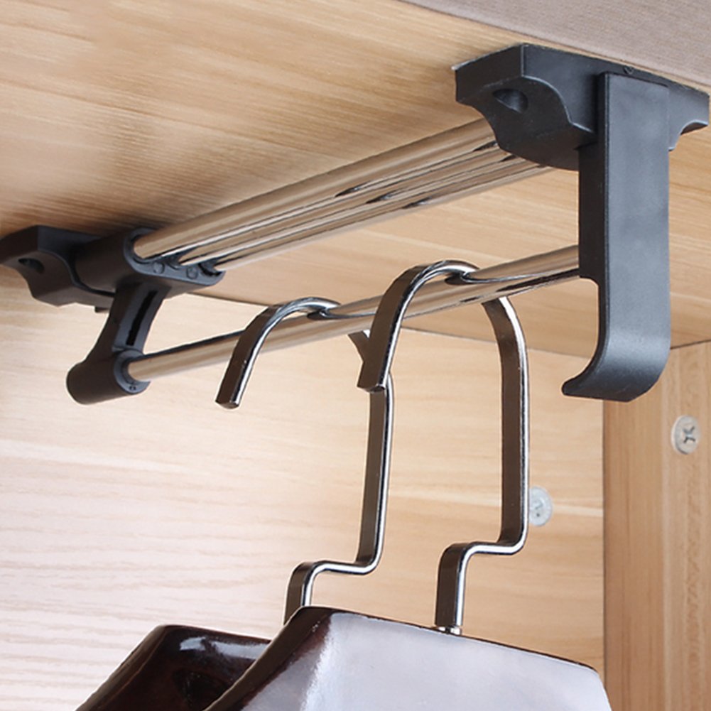 Heavy Duty Retractable Closet Pull Out Rod - 11.8 Inch Extendable Wardrobe Organizer for Clothes, Towels & Accessories | Space Saving Storage Solution for Bedroom, Bathroom & Closet Organization