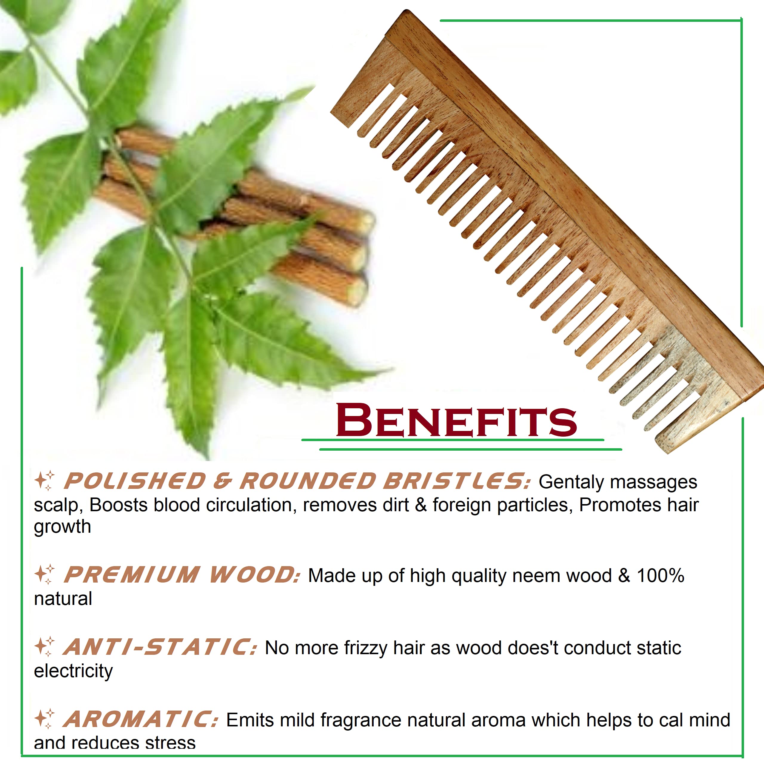 Premium Natural Wooden Comb for Hair Care - Gentle Detangling & Scalp Massage - Ideal for Daily Use, Travel & Gifts