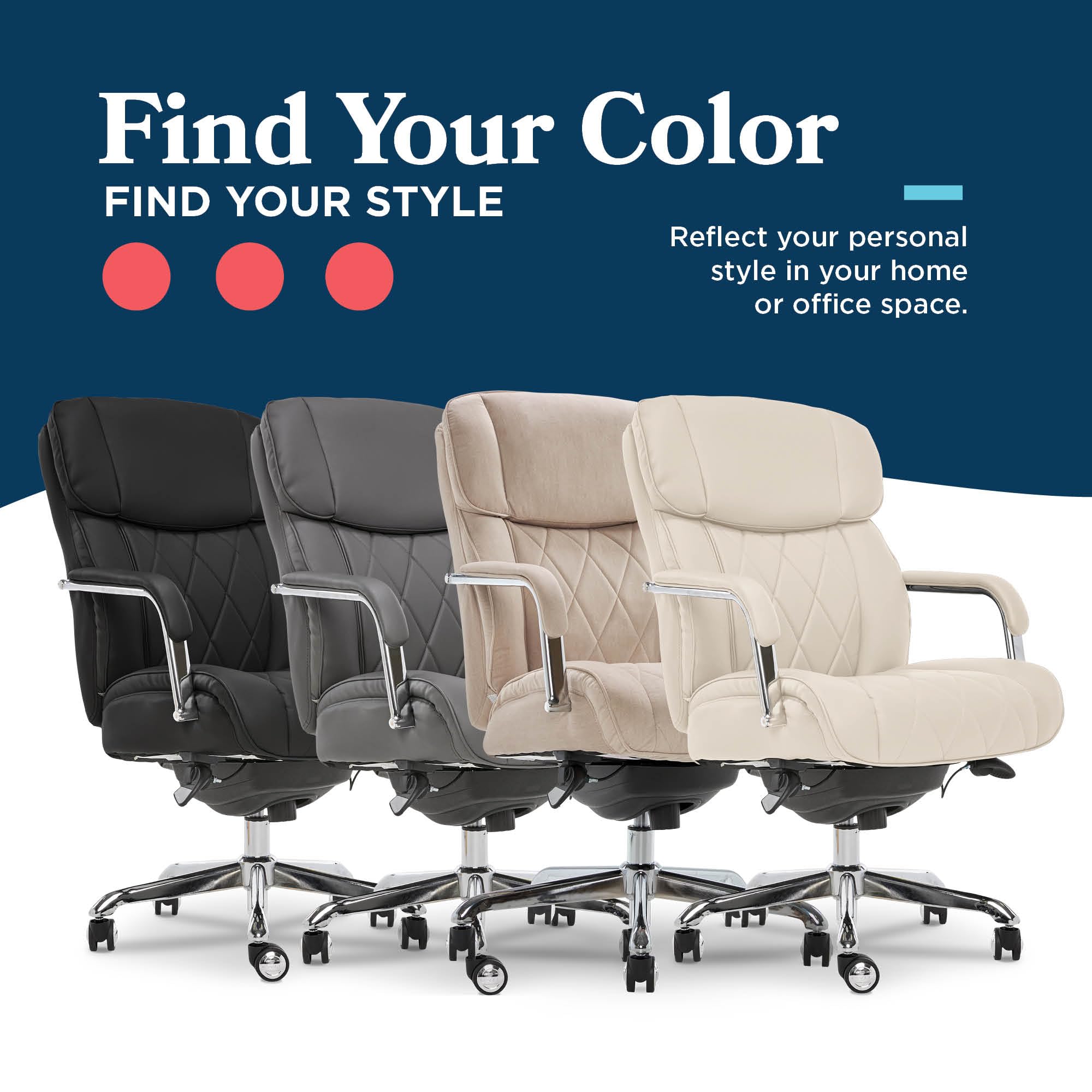 La-Z-Boy Sutherland Quilted Leather Executive Office Chair - High Back Ergonomic Desk Chair with Lumbar Support & Padded Arms - Cream Microfiber Fabric - Perfect for Home Office, Gaming & Workspaces