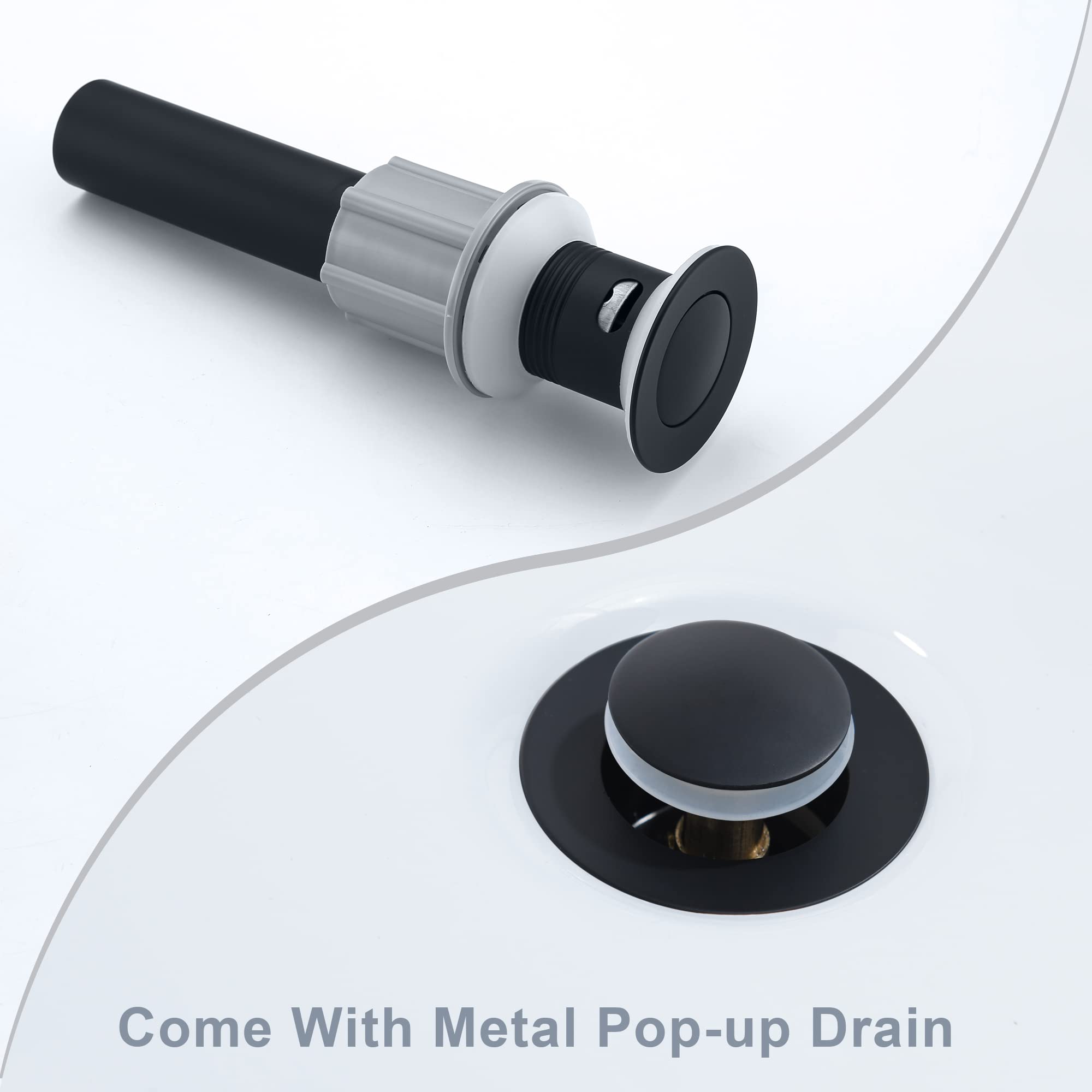 Matte Black Unicorn Bathroom Faucet with Drain Stopper - for Vanity & Basin Sink