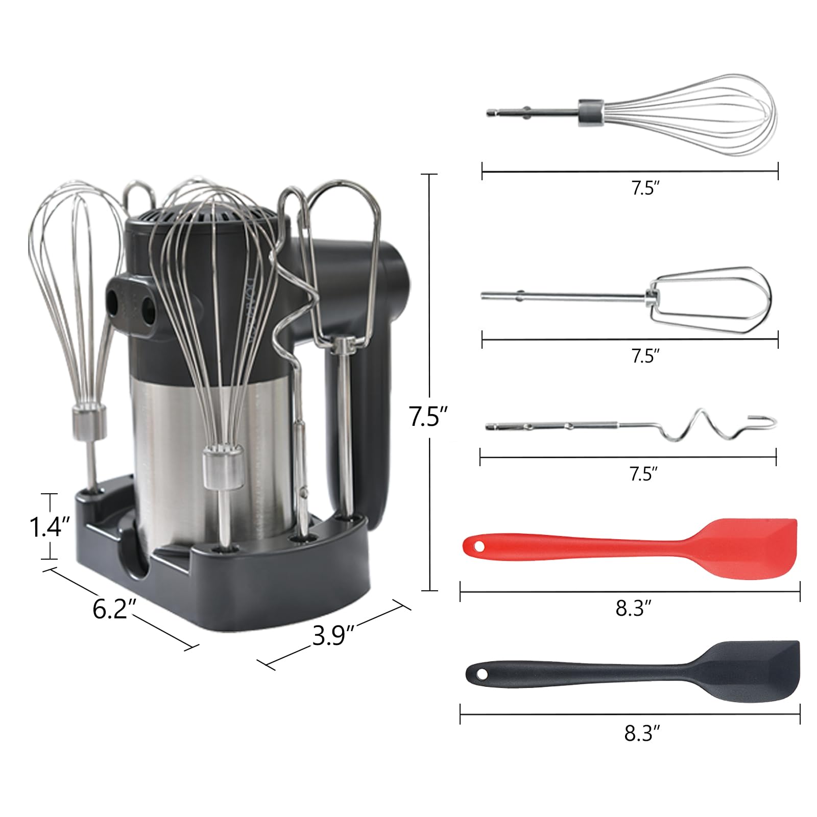 9-Speed Electric Hand Mixer with Storage Base, Whisk & Dough Hooks - 400W Powerful DC Motor, Digital Touch Control - Perfect for Baking Cakes, Cookies & Mixing Batters